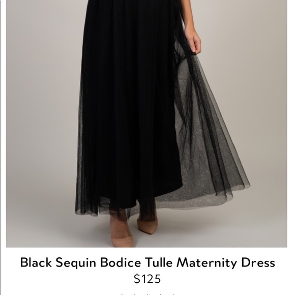 PinkBlush beaded tulle maternity gown maxi dress Sparkle Black Medium Pictures - Picture 4 of 10